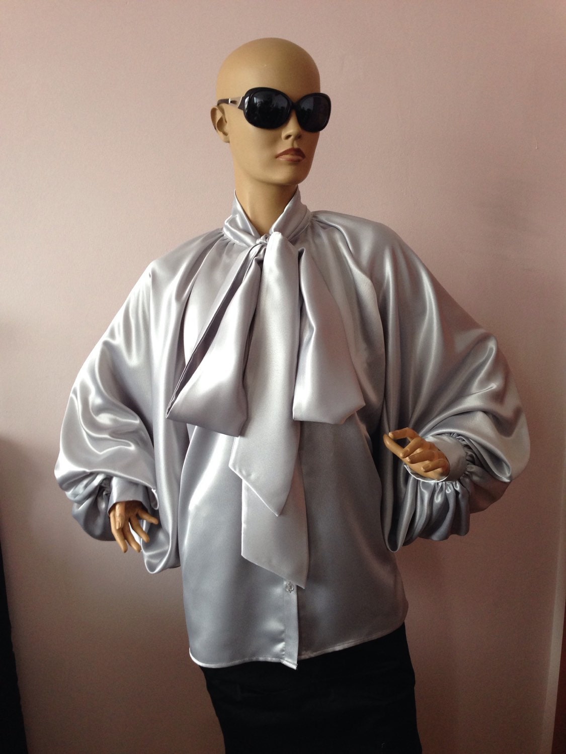 Marlo Silver Satin Blouse — view 3
